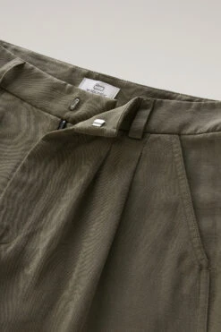 Woolrich Pantaloni In Misto Lino Con Cintura In Tessuto - Donna - Verde -Offerta Economica Vestiario CFWWTR0151FRUT3043 614 4