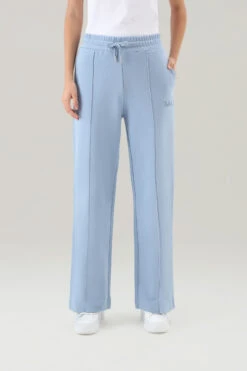 Woolrich Pantaloni Sportivi In Puro Cotone A Gamba Ampia - Donna - Blu