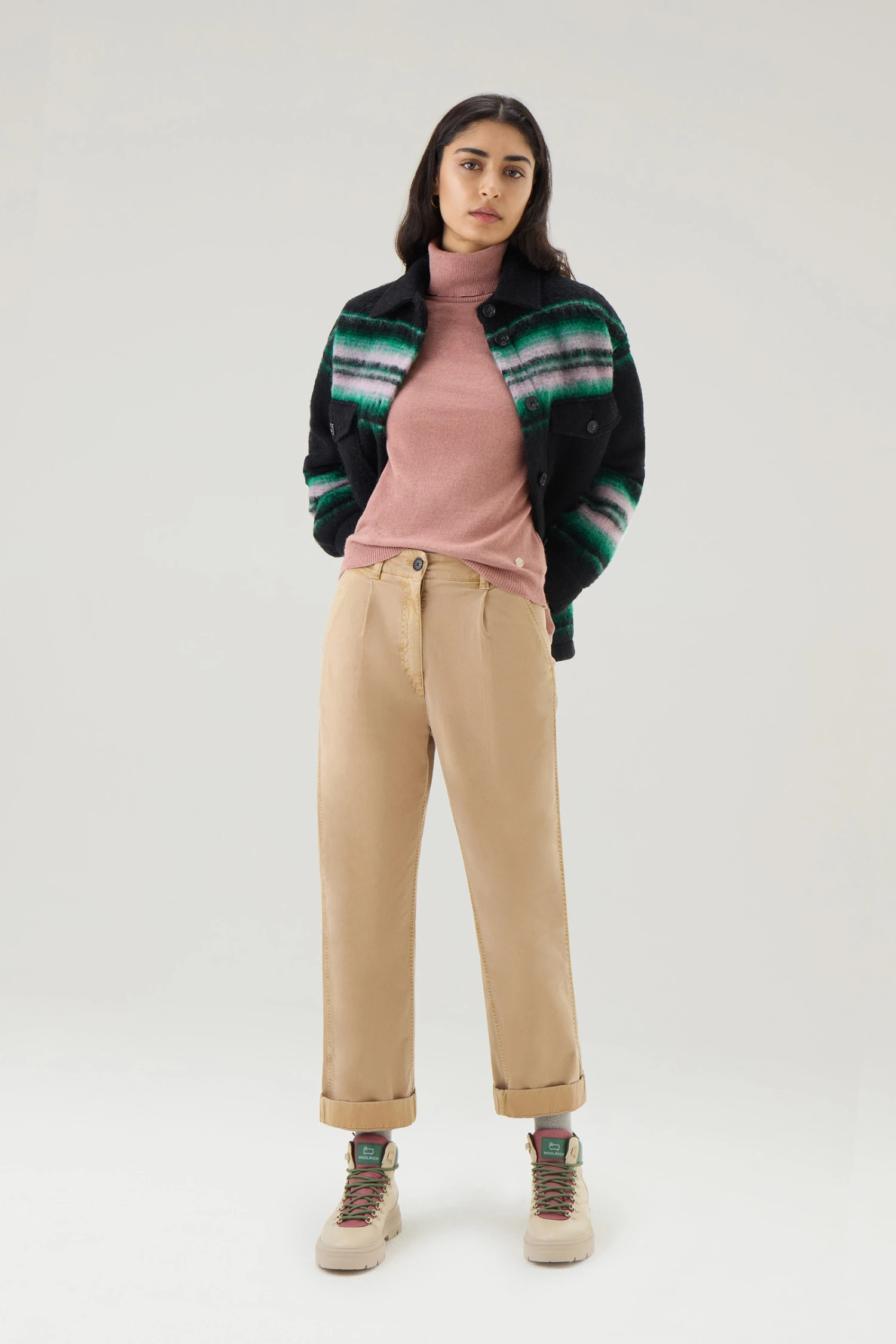 Woolrich Pantaloni Chino Tinti In Capo In Twill Di Cotone Elasticizzato - Donna - Marrone 4 Woolrich Pantaloni Chino Tinti In Capo In Twill Di Cotone Elasticizzato - Donna - Marrone - immagine 2