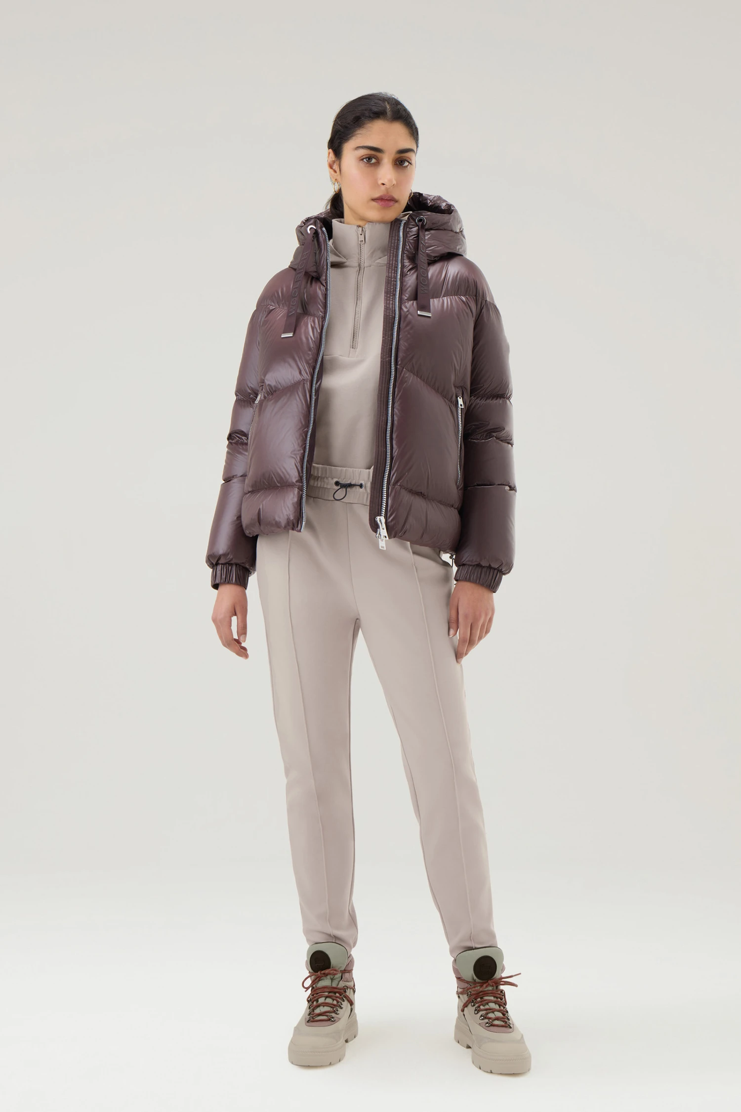 Woolrich Pantaloni Sportivi In Misto Cotone Elasticizzato - Donna - Marrone 4 Woolrich Pantaloni Sportivi In Misto Cotone Elasticizzato - Donna - Marrone - immagine 2