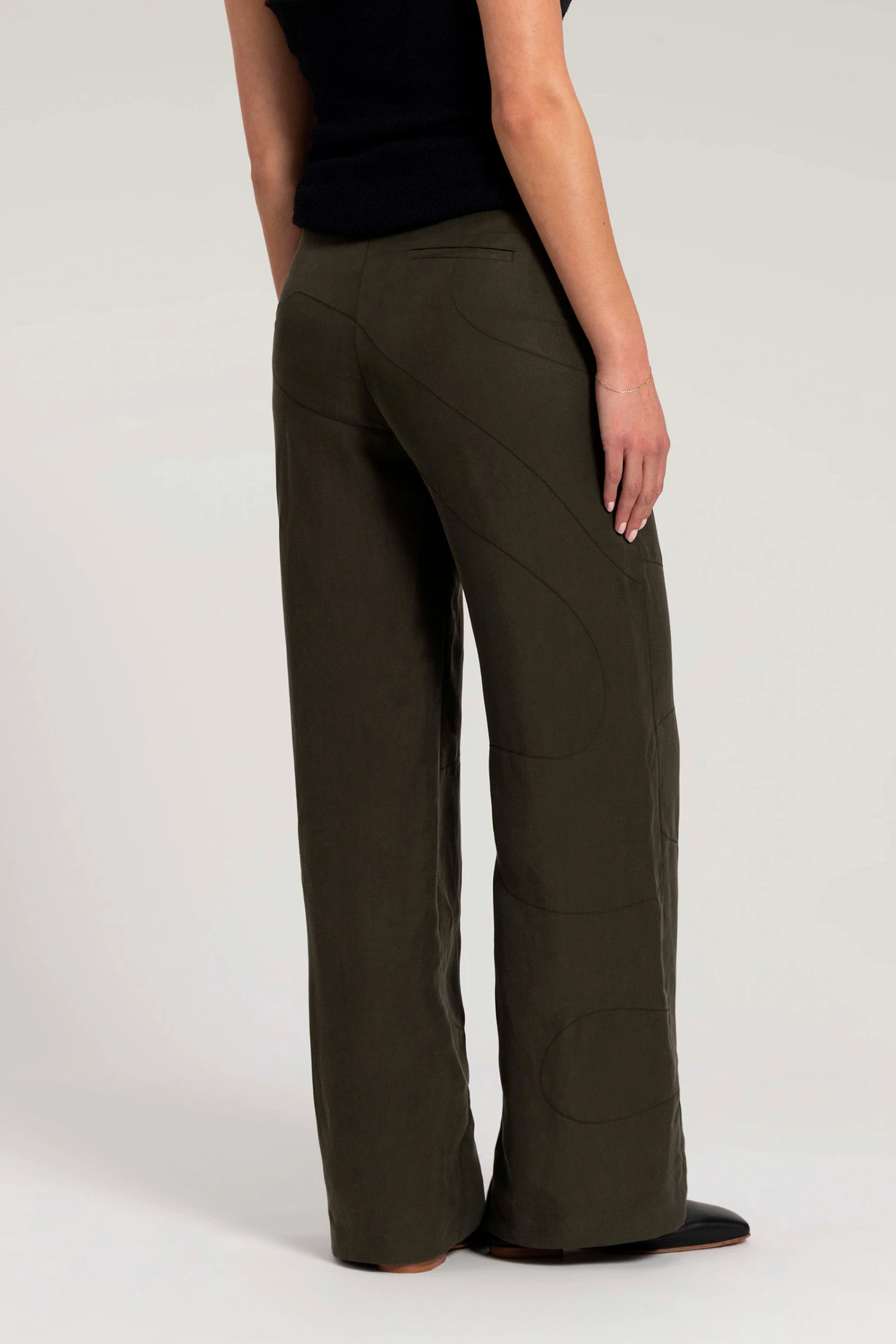 Pantaloni A Gamba Larga In Misto Lino Con Ricami - Daniëlle Cathari / Woolrich - Donna - Verde 5 Pantaloni A Gamba Larga In Misto Lino Con Ricami - Daniëlle Cathari / Woolrich - Donna - Verde - immagine 3