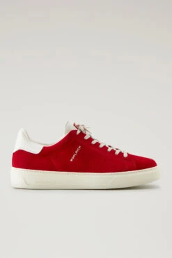 Sneakers Classic Court In Pelle Scamosciata Con Dettagli A Contrasto - Uomo - Rosso