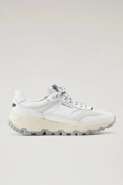 Sneakers Tech In Morbida Pelle Con Inserti In Pelle Scamosciata - Uomo - Bianco