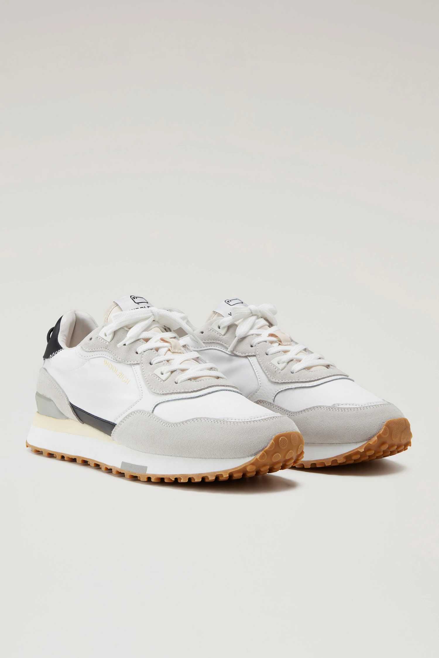 Sneakers Retro In Pelle Con Dettagli In Nylon - Uomo - Bianco 4 Sneakers Retro In Pelle Con Dettagli In Nylon - Uomo - Bianco - immagine 2