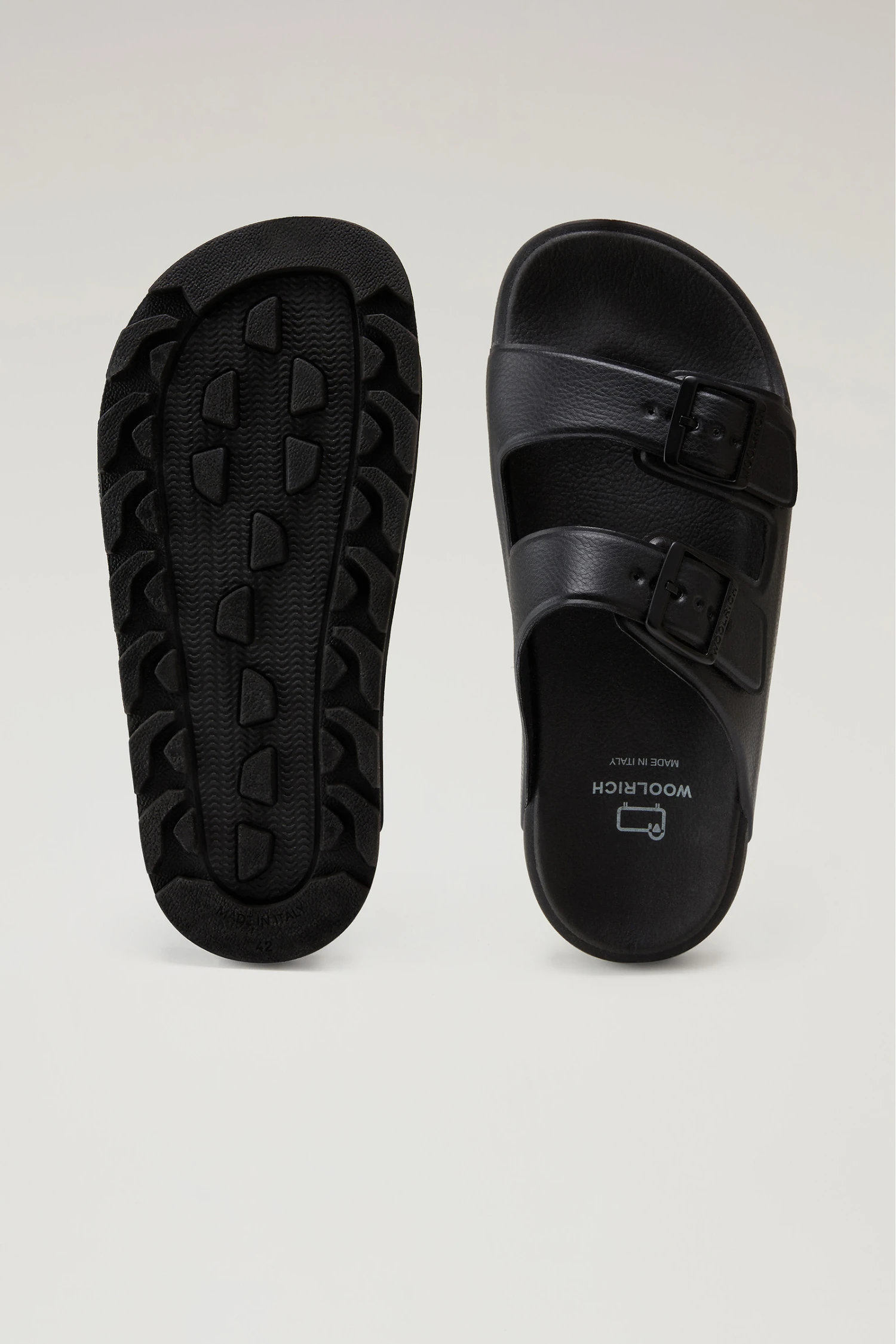 Sandali In Pelle Vegana Con Doppia Fibbia - Uomo - Nero 6 Sandali In Pelle Vegana Con Doppia Fibbia - Uomo - Nero - immagine 4