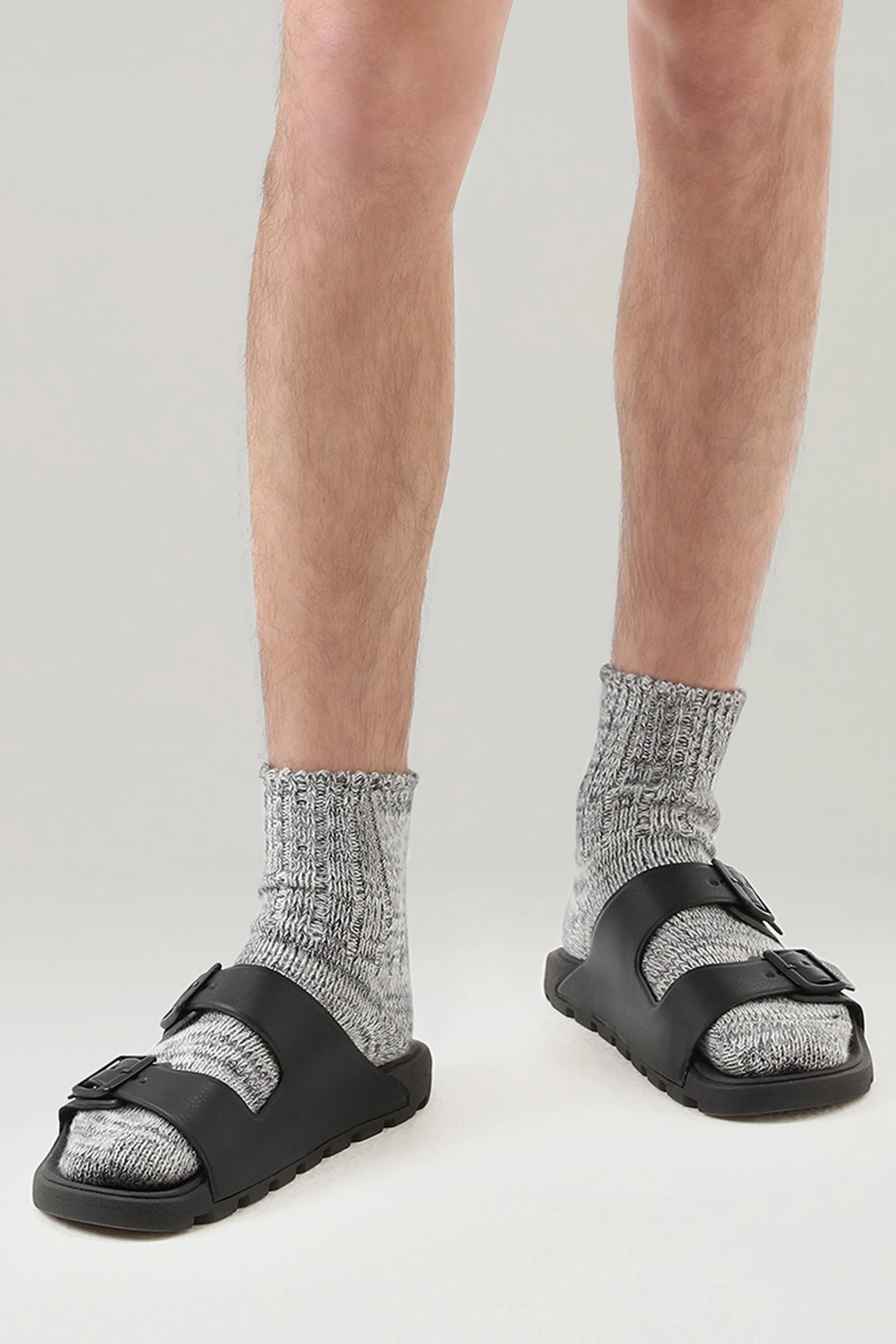 Sandali In Pelle Vegana Con Doppia Fibbia - Uomo - Nero 8 Sandali In Pelle Vegana Con Doppia Fibbia - Uomo - Nero - immagine 6