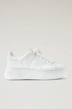 Sneakers Chunky Court In Morbida Pelle - Donna - Bianco