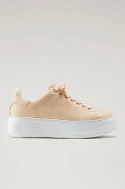 Sneakers Chunky Court In Morbida Pelle Con Dettagli A Contrasto - Donna - Rosa