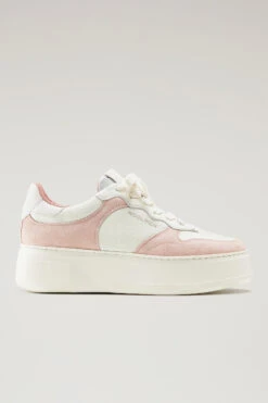Sneakers Chunky Court In Morbida Pelle Con Inserti In Pelle Scamosciata - Donna - Rosa
