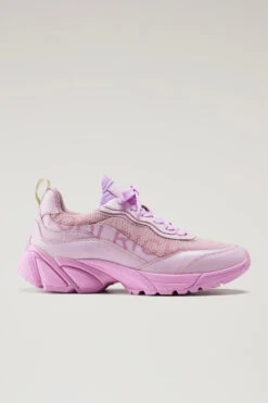 Sneakers Tech In Pelle Scamosciata E Bottalata - Donna - Rosa